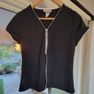 Vintage Decolores USA Mid Zip Up Short Sleeve Shirt Size Small